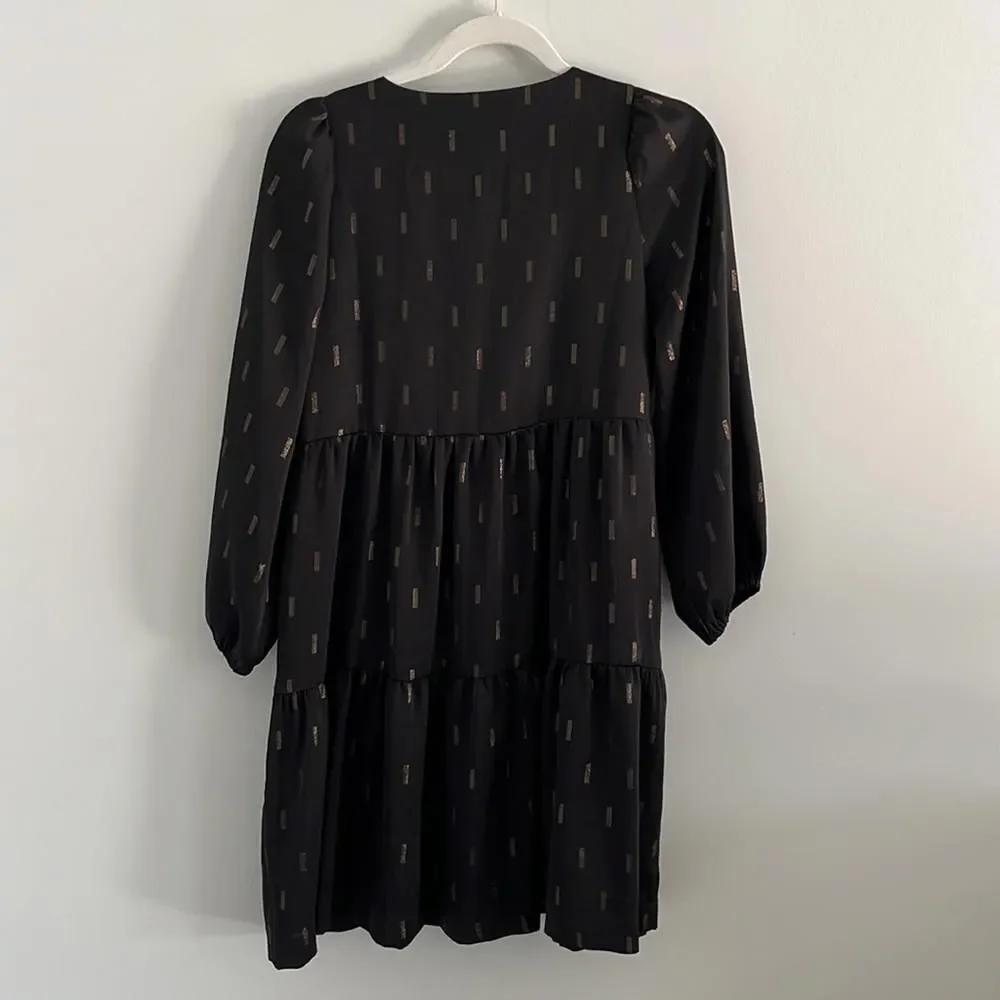 Madewell Metallic‎ Jacquard Faux-Wrap Tiered Mini Dress